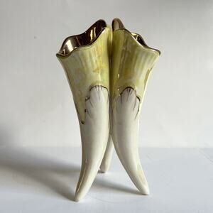 Vintage Lusterware Three Horn Bud Vase Tripod Epergne